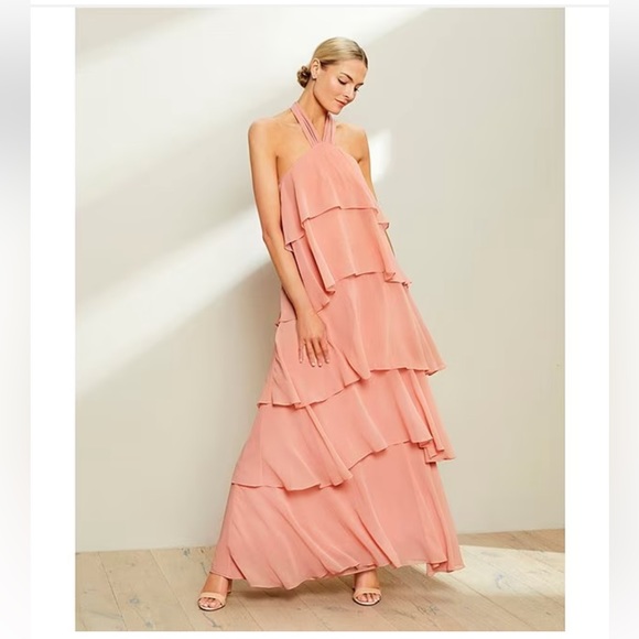 NWT ANTONIO MELANI Mariella Crinkled Chiffon Halter Neck Sleeveless Maxi Dress - Picture 5 of 13